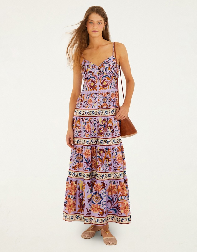 Farm Rio - Sleeveless Tiered Maxi Dress