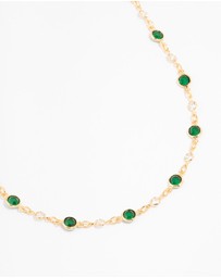 Lovisa - Gold Plated Emerald Round Station Necklace
