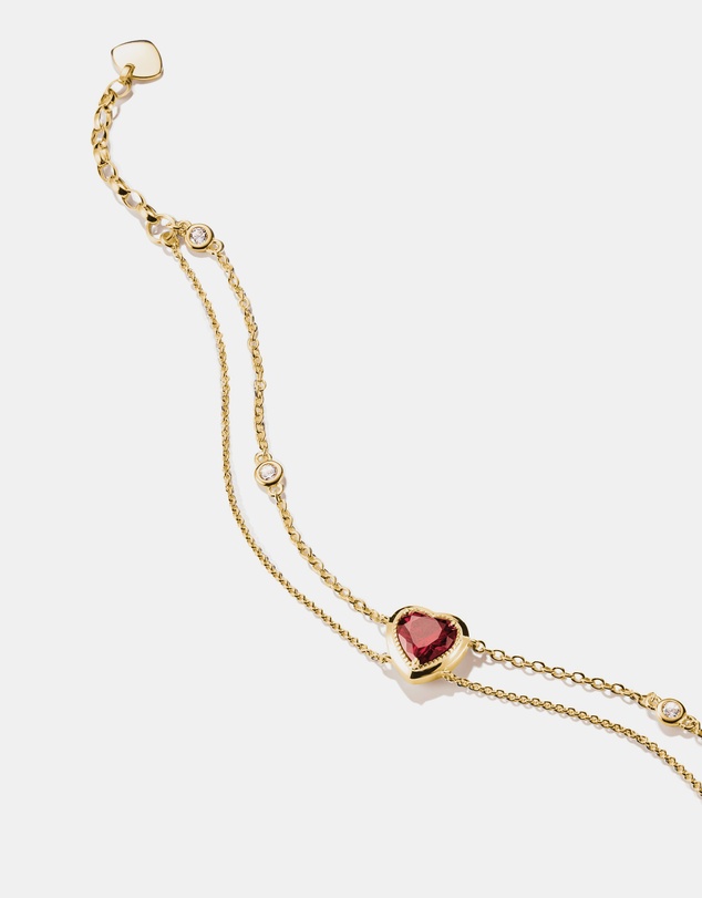THOMAS SABO - THOMAS SABO Two-Row Bracelet with Red Heart Stone Gold