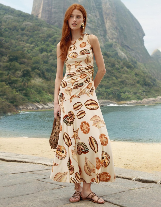 Farm Rio - Marine Shells One Shoulder Maxi Dress