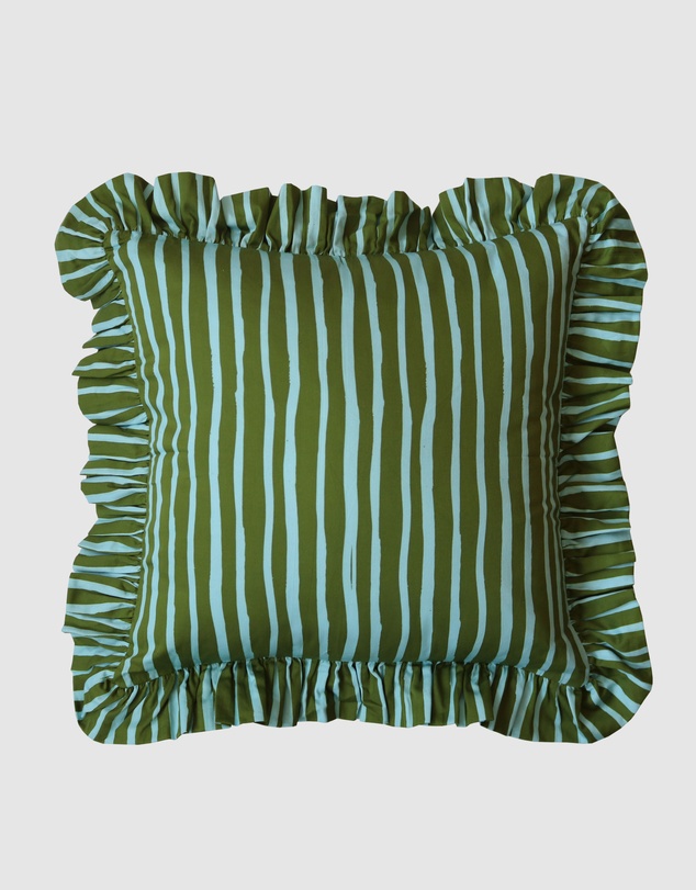Mosey Me - Strokes Ruffle Cushion - Guacamole