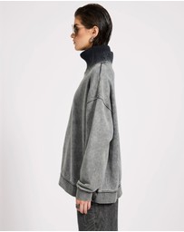 ONE TEASPOON - Fleece Roll Neck Sweater - Worn Black