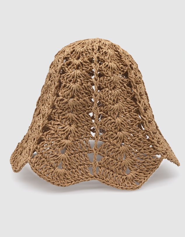 FORD MILLINERY - Daisy Crochet Bucket Hat (tan)