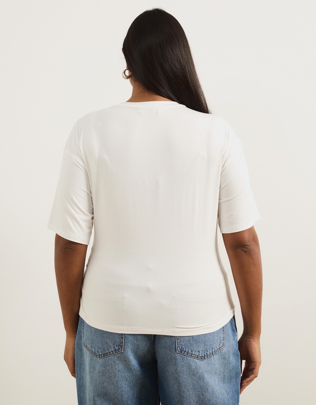 Atmos&Here Curvy - Freya Tie Front Short Sleeve T-Shirt