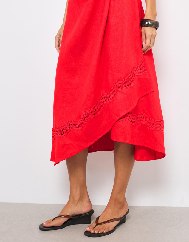 AERE - Dita Trim Asym Hem Midi Dress