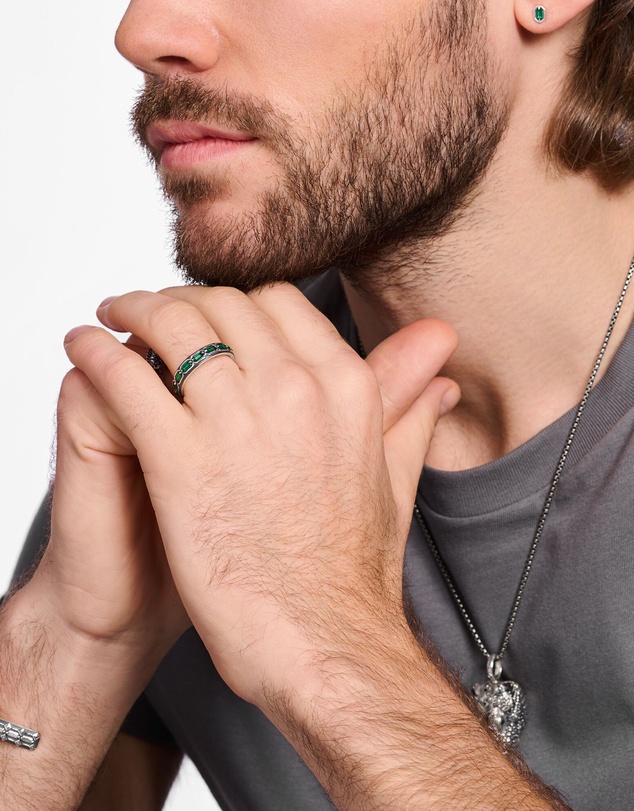 THOMAS SABO - Ring Crocodile Shell with Stones Silver Blackened