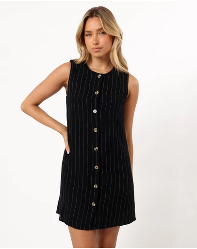 Petal & Pup - Leslie Mini Dress - Black Stripe