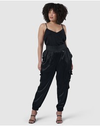 Sunday In The City - Jaded Satin Cargo Pants
