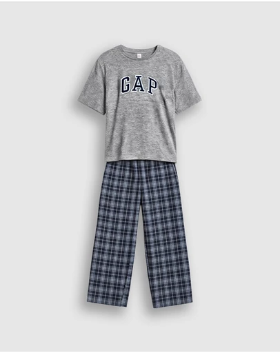 GAP - French Exclusive SS Logo Plaid Pyjama Set - Kids-Teens