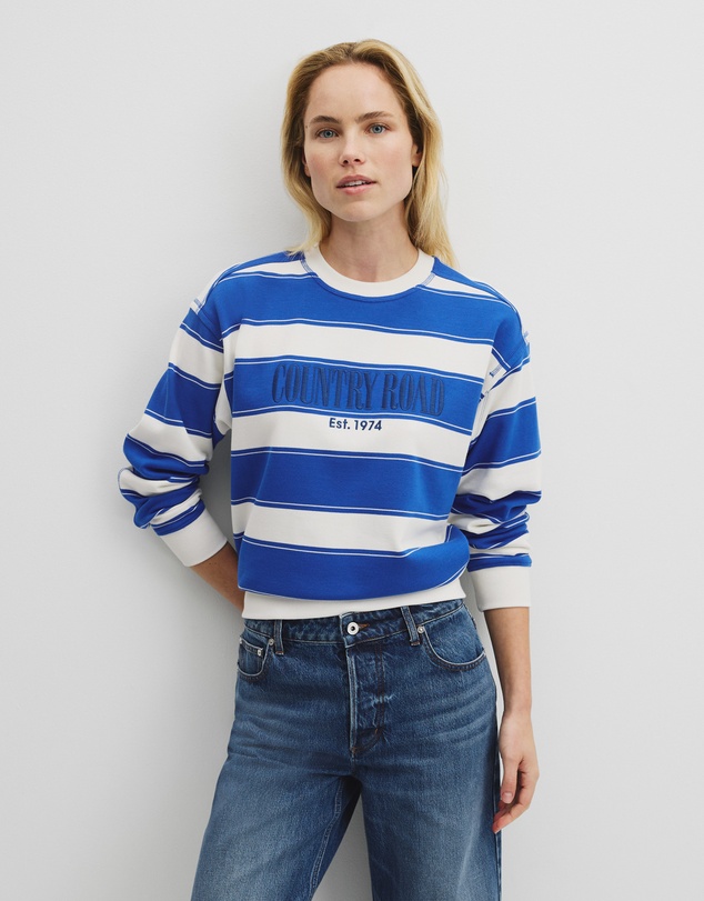 Country Road - Australian Cotton Stripe Country Road Logo Sweat