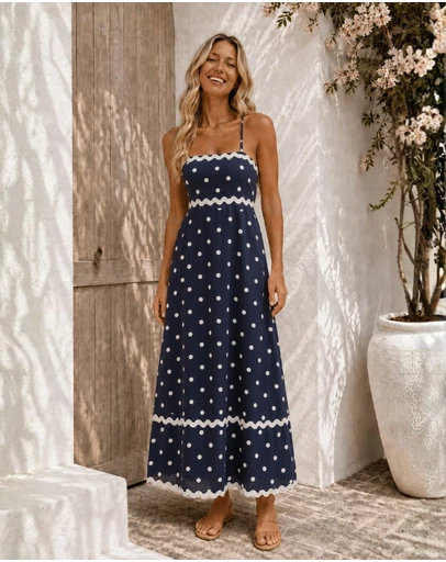 Esther & Co - Priah Dress - Navy Spot