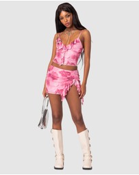 EDIKTED - Wanda Printed Mesh Ruffled Tank Top