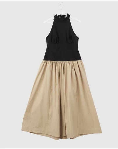 Revibe - Repaired Shona Joy Campbell Contrast Halter Neck Midi Dress - AU 12