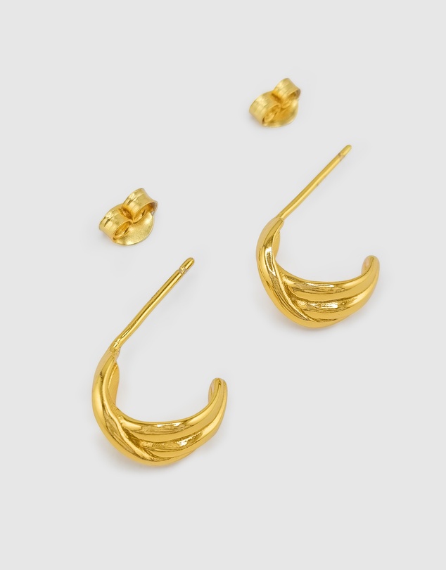 Izoa - Mini Knot Huggie Stud Earrings