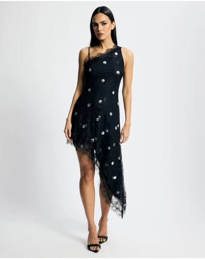 Lover - Zinnia Polka Asymmetrical Mini Dress