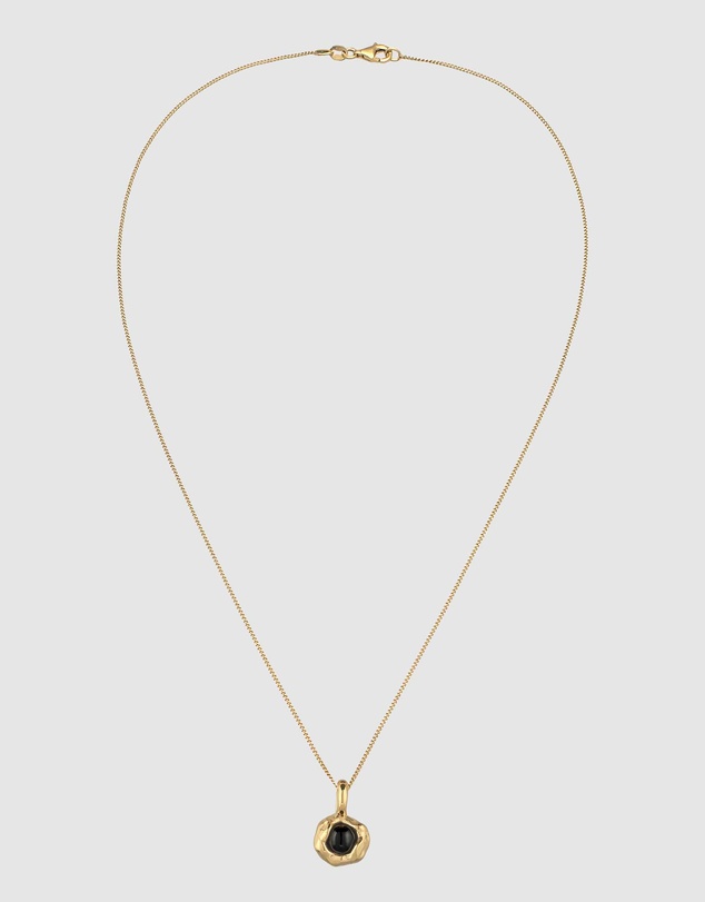 Elli Jewelry - Melted Onyx Pendant Necklace in Gold-Plated 925 Silver