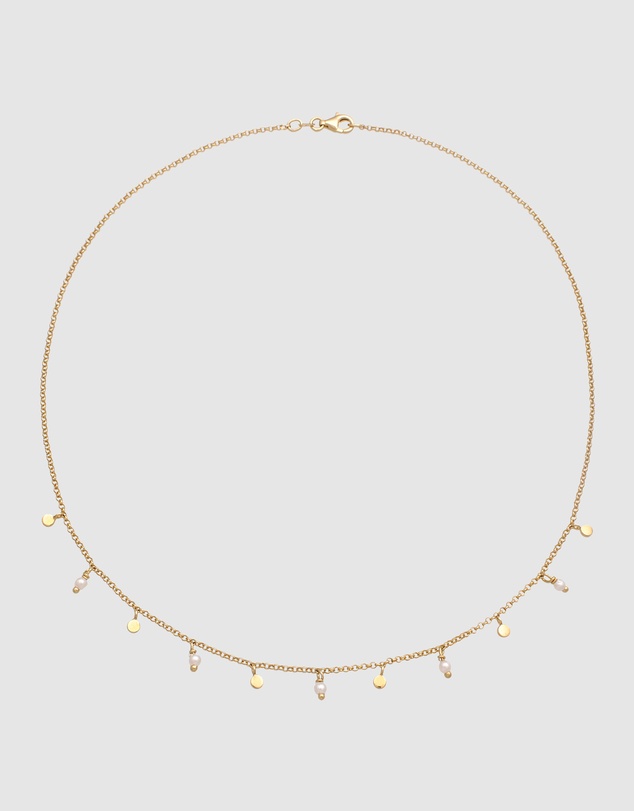 Elli Jewelry - Pearl Coin Necklace in Gold-Plated 925 Silver