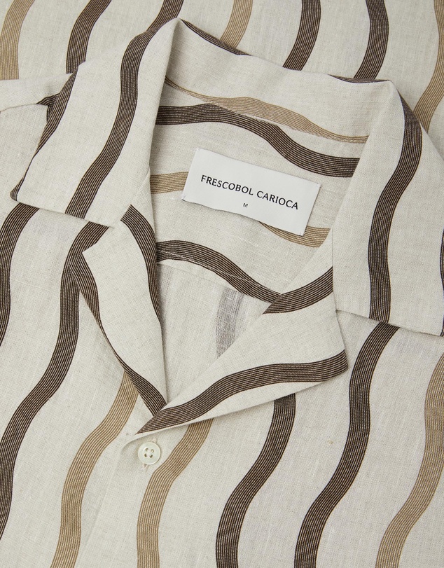 Frescobol Carioca - Roberto SS Linen Shirt Cabana Pin Stripe Print
