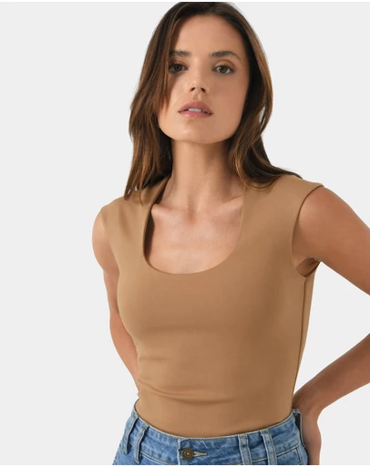 Forcast - Soho Rounded Square Neck Top