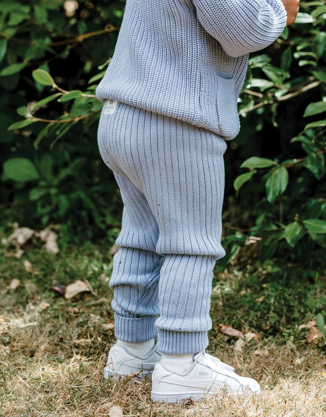 Kynd Baby - Organic Chunky Rib Knit Pant in Sky Blue