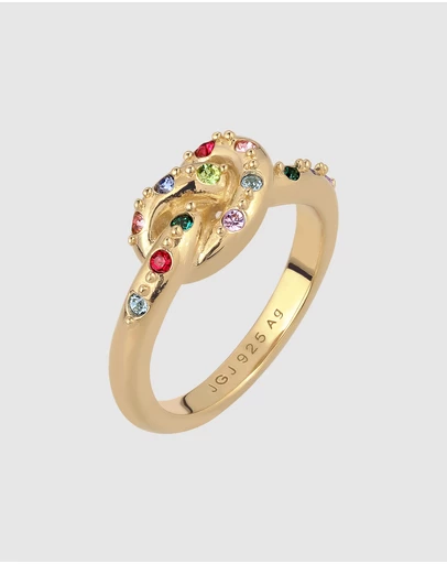 Elli Jewelry - Love Knot Crystal Ring in Gold-Plated 925 Silver