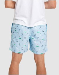 Sant And Abel - Men's Golf Blue Swim Shorts
