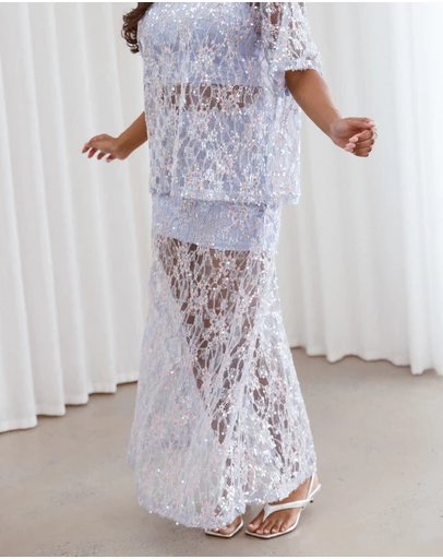 Petal & Pup - Yonder Sheer Panel Lace Maxi Skirt - Purple
