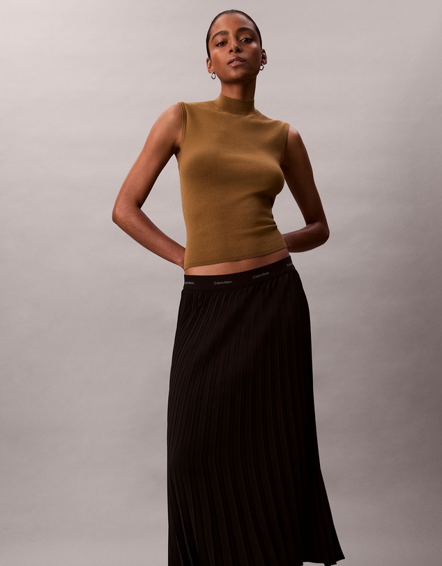Calvin Klein - Pleated Crepe Midi Skirt