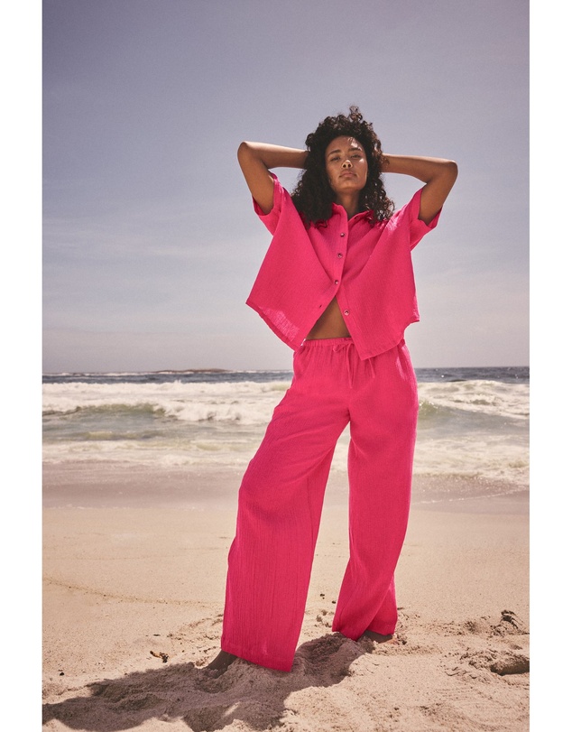 NEXT - Wide Leg Textured Trousers with Linen