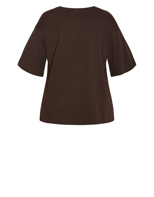 City Chic - Plus size Oversized Crew Neck Tee - chocolate