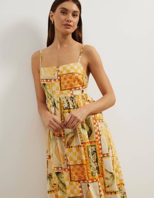 Atmos&Here - Alex Linen Blend Empire Waist Midi Dress