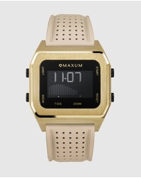 Maxum - Raglan Tide Watch – Gold Case, Black Dial & Beige Silicone Strap