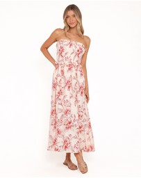 Petal & Pup - Avania Strapless Midi Dress - Red Floral
