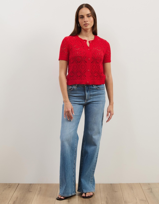 Atmos&Here - Hani Short Sleeve Open Knit Cardigan