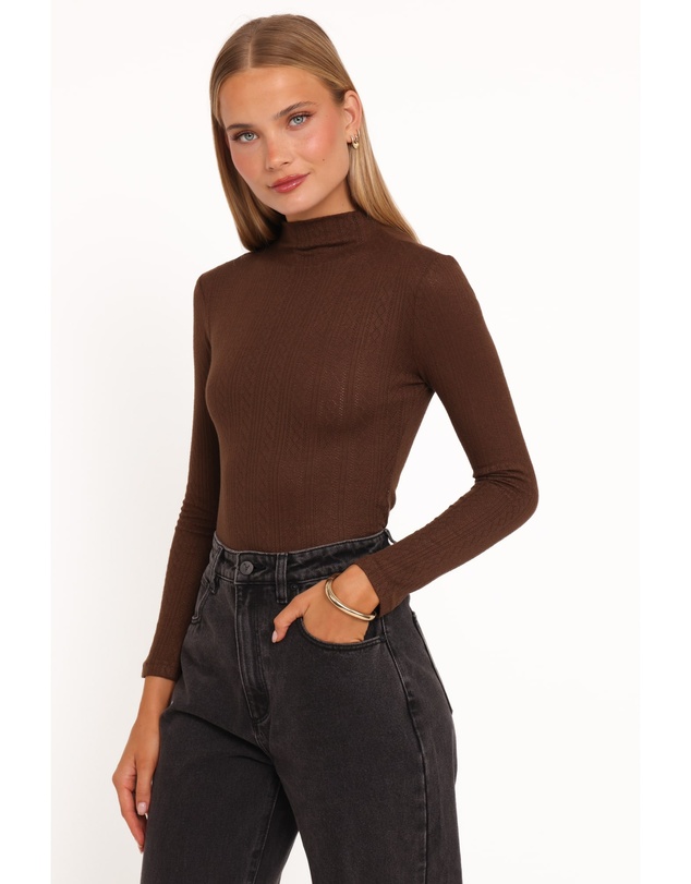 Petal & Pup - Aquila Pointelle Knit Top - Chocolate