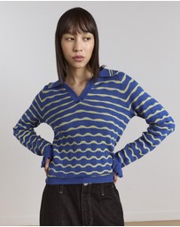 Damson Madder - Silvia Cotton Merino Blend Polo Jumper
