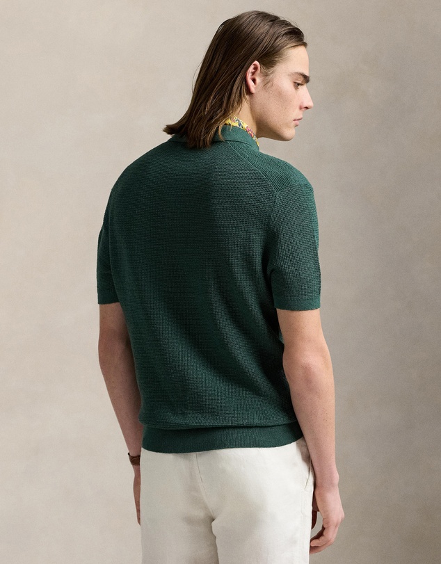 Polo Ralph Lauren - Mesh-Knit Linen Johnny-Collar Sweater