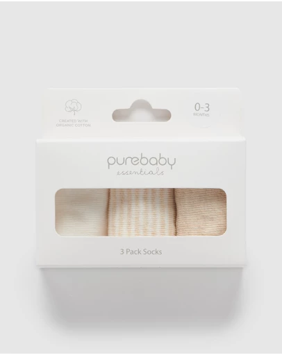 Purebaby - 3 Sock Pack-Kids-Babies