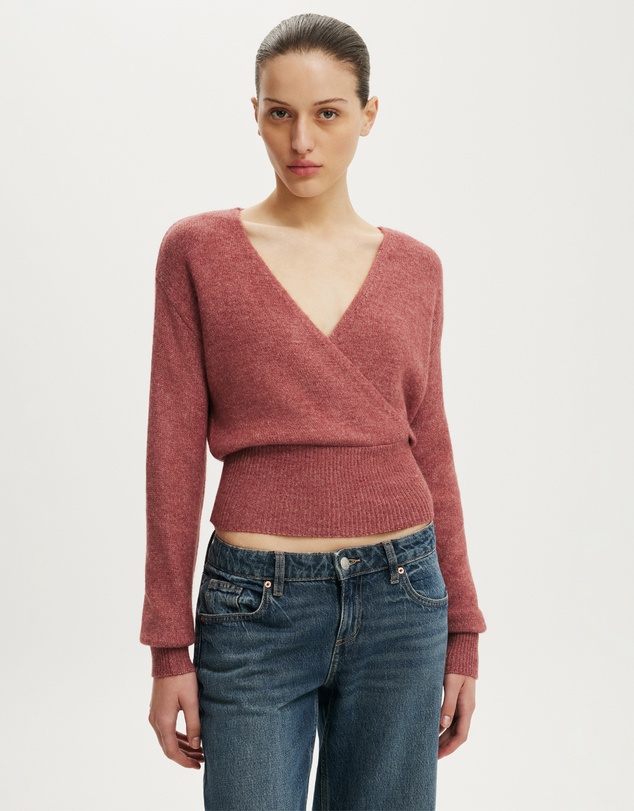 Cotton On - Softest Luxe Mock Wrap Knit Top