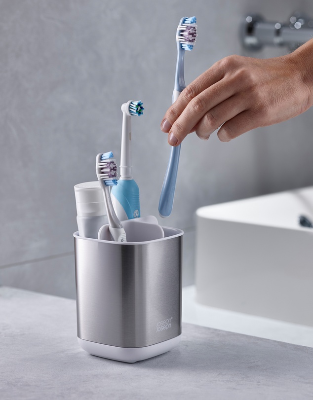Joseph Joseph - EasyStore™ Steel Toothbrush Caddy (White)
