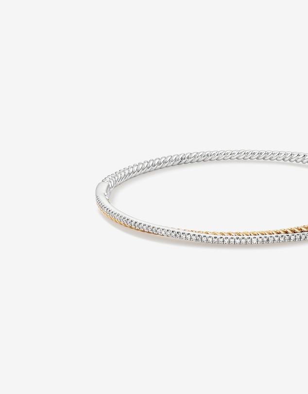 Michael Hill - Double twist bangle with .32 Carat TW Diamonds in Sterling Silver and 10kt Yellow Gold
