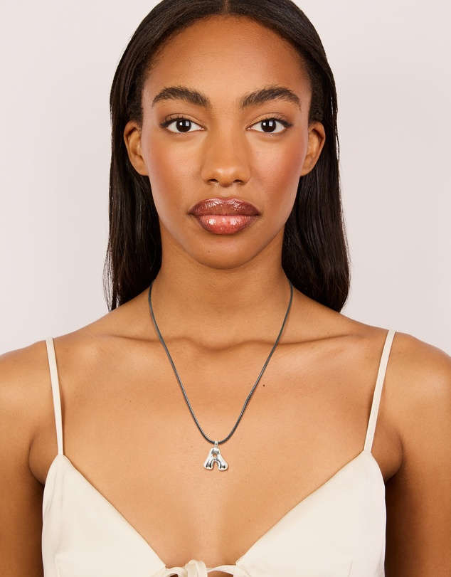 Lovisa - Waterproof Stainless Steel Large Bubble Letter A Cord Necklace