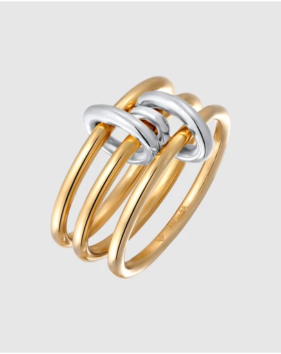 Elli Jewelry - Ring Trio Bicolor 925 Sterling Silver Gold-Plated