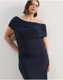 Atmos&Here Curvy - Bonnie Off Shoulder Mesh Maxi Dress