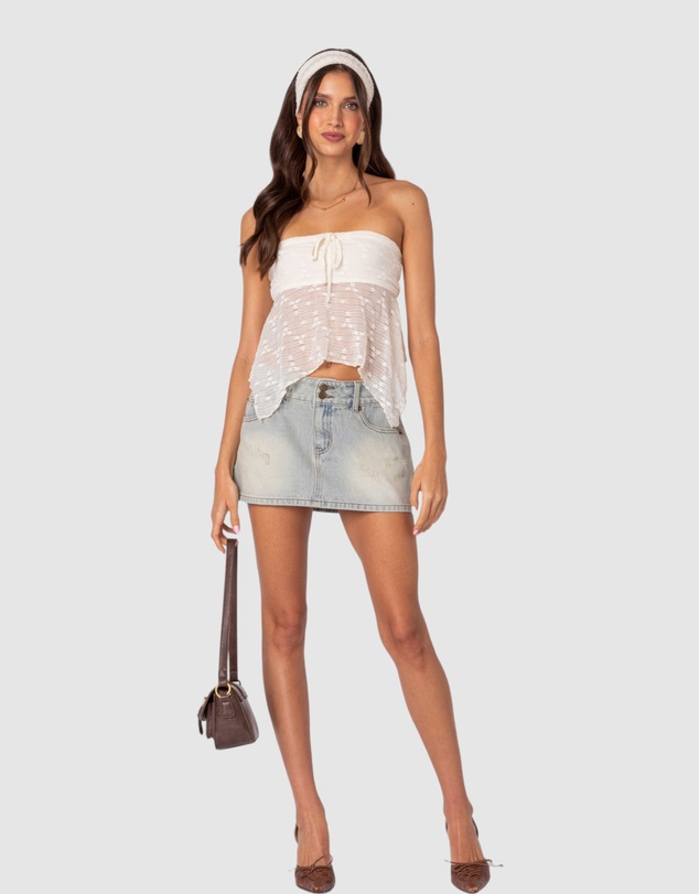 EDIKTED - Rumble Washed Denim Mini Skirt