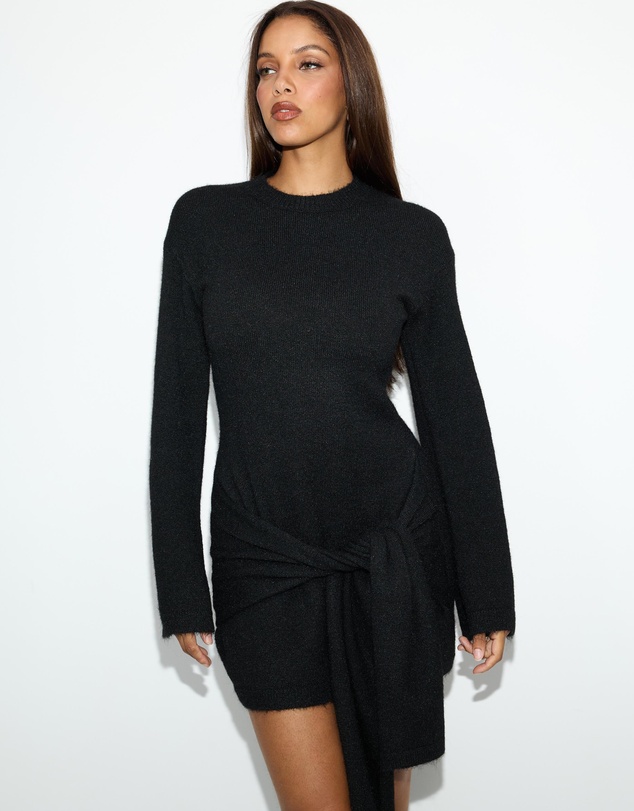 Dazie - Candice Waist Tie Knit Dress