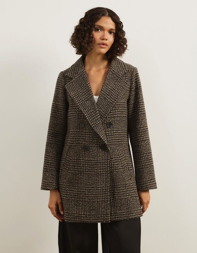 Atmos&Here - Laura Check Wool Blend Coat