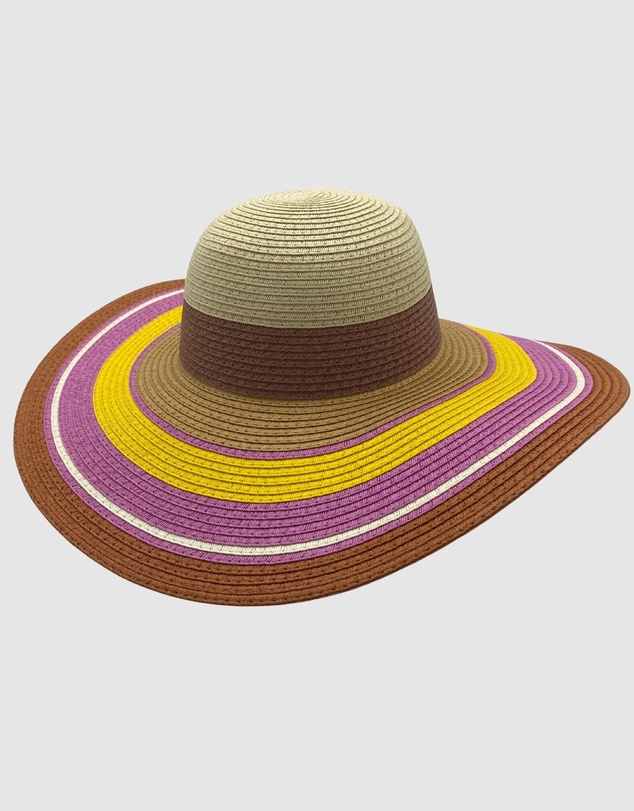 Jacaru - Jacaru 1764 Wide Brim Colour Stripes Hat