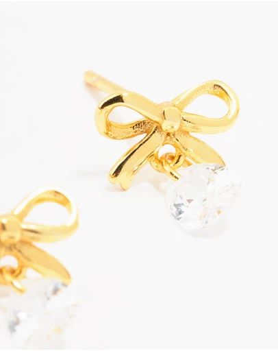 Lovisa - Gold Plated Sterling Silver Bow & Pear Earrings
