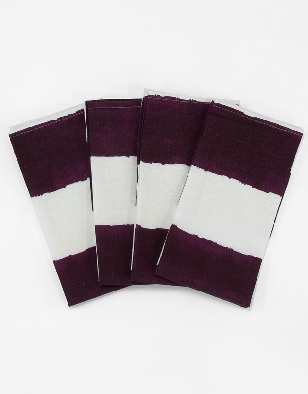 Aura Home - Riviera Stripe Cotton Linen Napkins - Set of 4